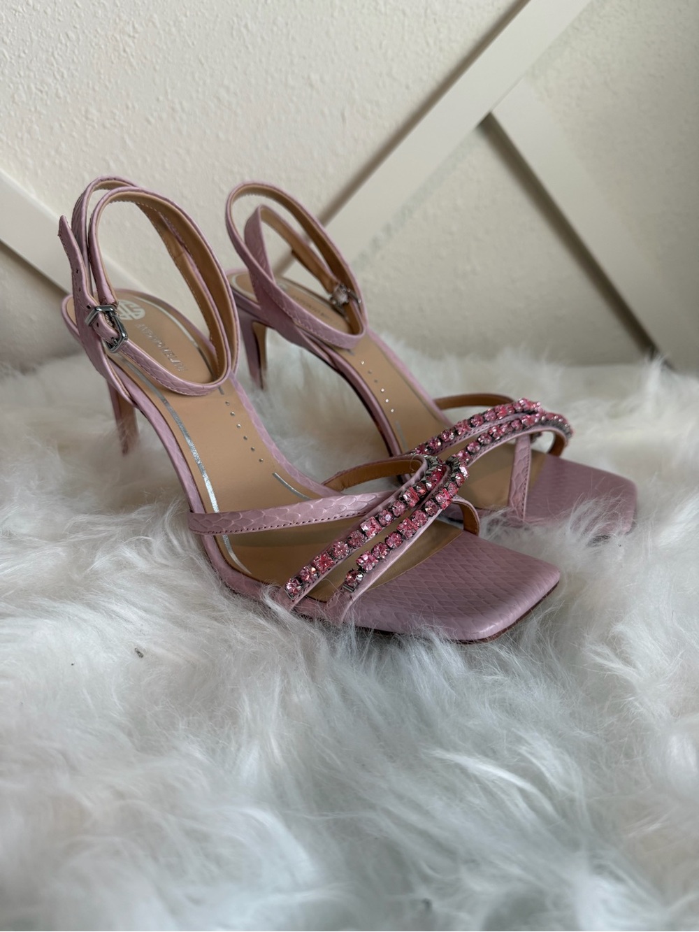 ANTONIO MELANI Blush Pink Jeweled Strappy High Heels